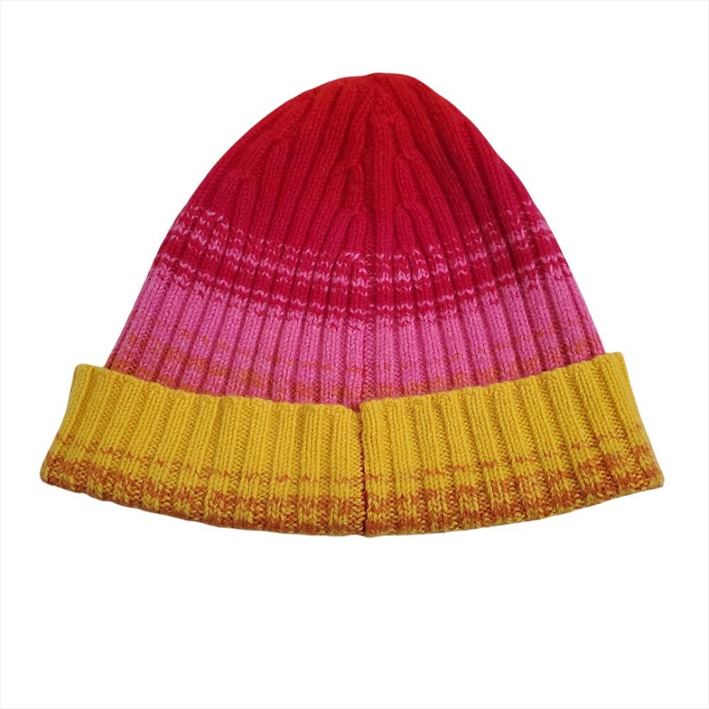 The Elder Statesman Morphe Ribbed Striped Knit Cashmere Beanie Hat Pink Colorful - Picture 3 of 9